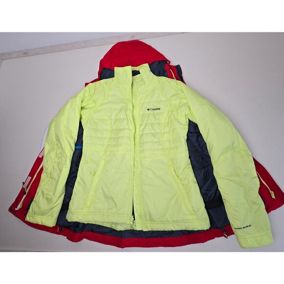 Columbia Interchange Omni Tech 2 in 1 Waterproof Jacket Red White  Women's M180 - Picture 5 of 13
